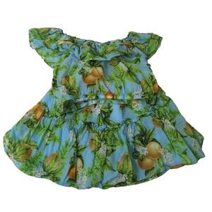 BB Dakota Steve Madden 2 Piece Set Womens Blue Lemon Print Ruffle Top Skirt